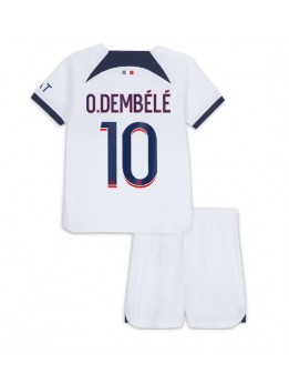 Billige Paris Saint-Germain Ousmane Dembele #10 Bortedraktsett Barn 2023-24 Kortermet (+ Korte bukser)